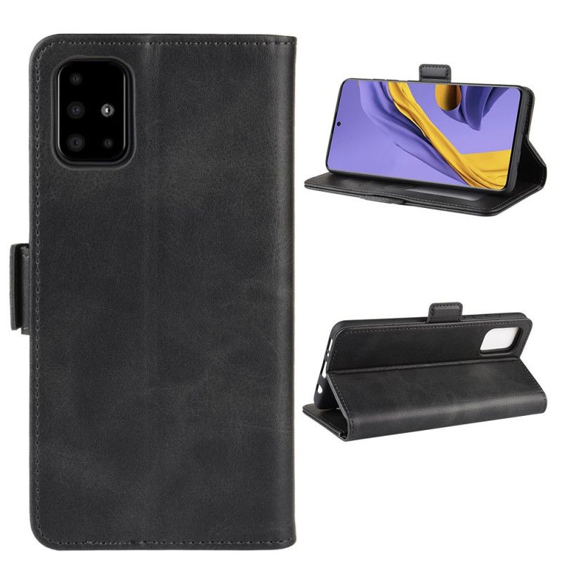 Flip Case Samsung Galaxy A51 Punainen Musta Kaksinkertainen Läppä