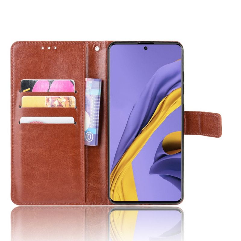 Flip Case Samsung Galaxy A51 Punainen Musta Räikeä Tekonahka