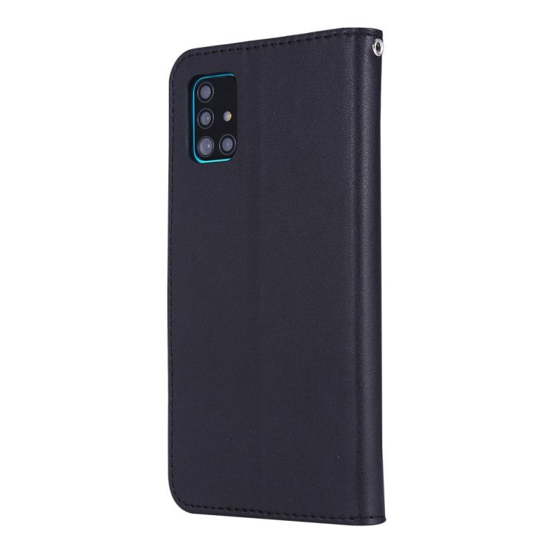 Flip Case Samsung Galaxy A51 Valkoinen Musta Nukkuva Kissa