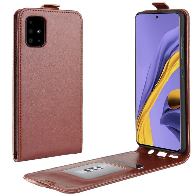 Flip Case Samsung Galaxy A51 Valkoinen Musta Taitettava Nahkaefekti