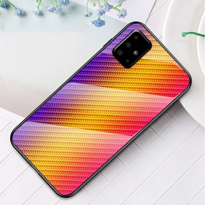 Kuori Samsung Galaxy A51 Magenta Musta Karkaistua Hiilikuitua