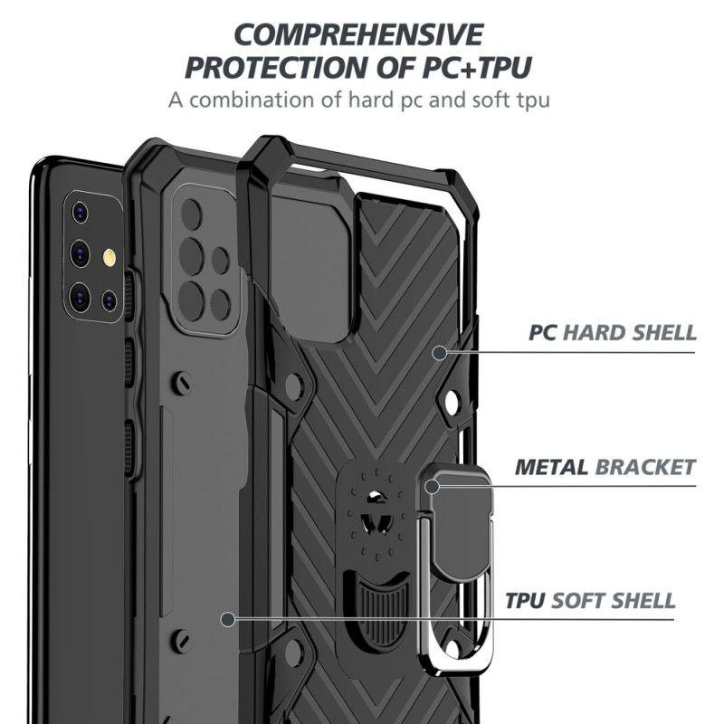 Kuori Samsung Galaxy A51 Punainen Musta Irrotettava Rengaspidike