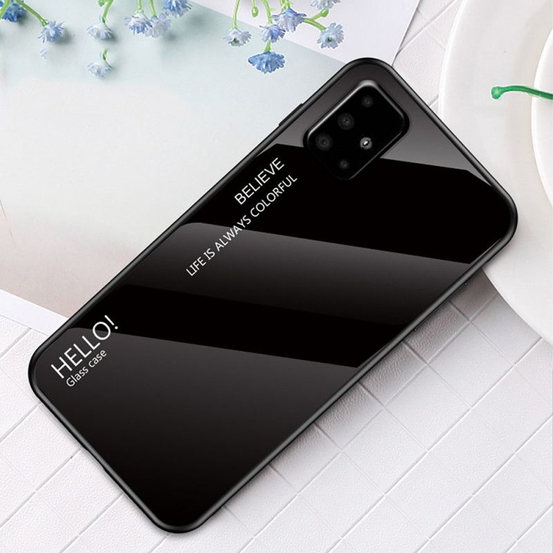 Kuori Samsung Galaxy A51 Valkoinen Musta Hei Karkaistu Lasi Suojakuori