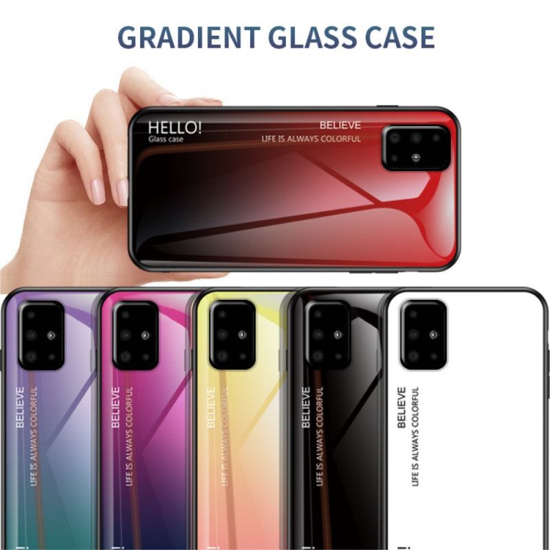 Kuori Samsung Galaxy A51 Valkoinen Musta Hei Karkaistu Lasi Suojakuori