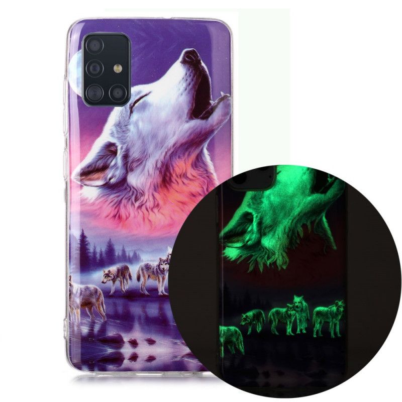 Kuori Samsung Galaxy A51 Vihreä Valkoinen Fluoresoiva Susisarja Suojakuori