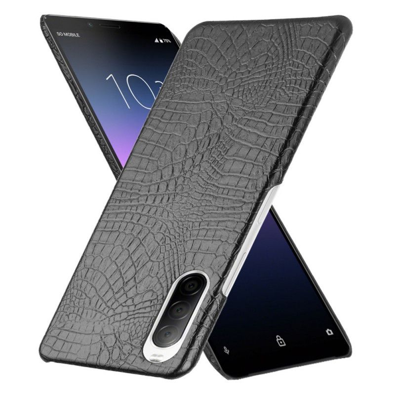 Kuori Sony Xperia 10 II Valkoinen Musta Krokotiilin Ihovaikutus