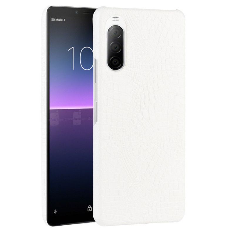 Kuori Sony Xperia 10 II Valkoinen Musta Krokotiilin Ihovaikutus