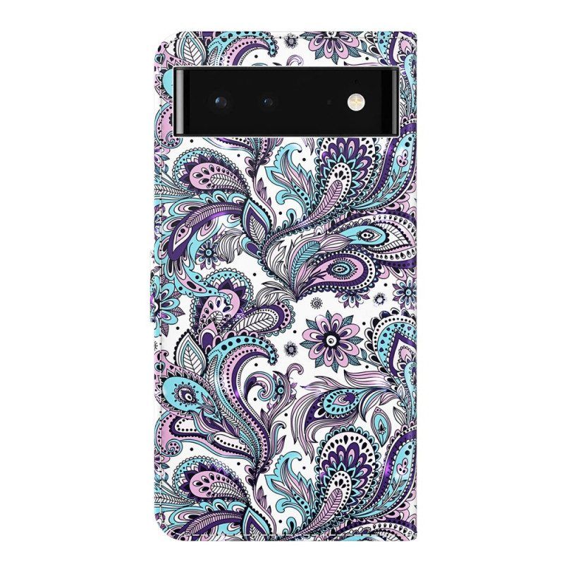 Flip Case Google Pixel 7 Pro Suojaketju Kuori Strappy Paisley -kuvio