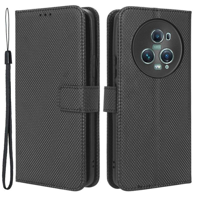 Flip Case Honor Magic 5 Pro Suojaketju Kuori Tyylikäs Strappy Faux Leather