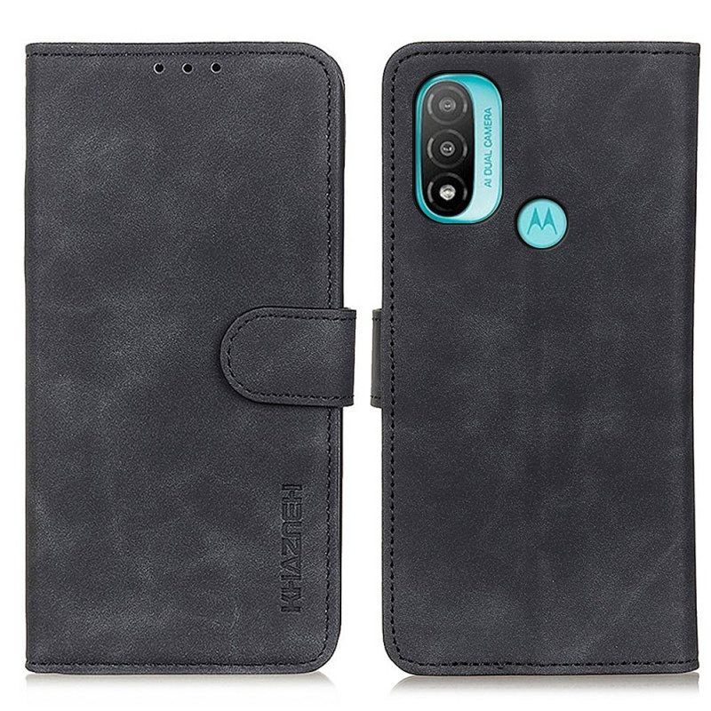 Flip Case Moto E40 / E30 / E20 Khazneh Vintage Nahkaefekti