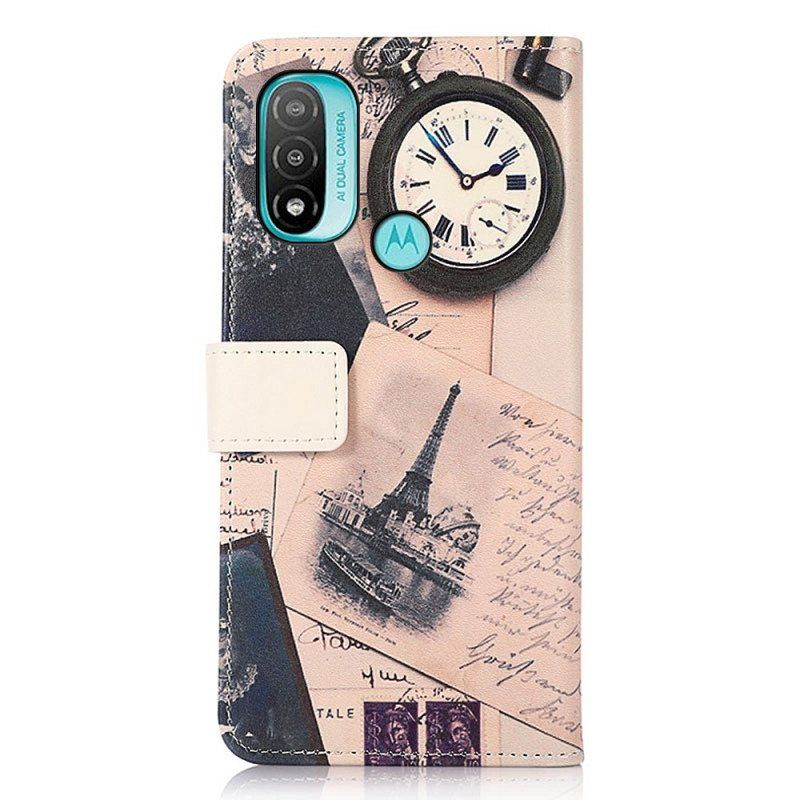 Flip Case Moto E40 / E30 / E20 Runoilijan Eiffel-torni