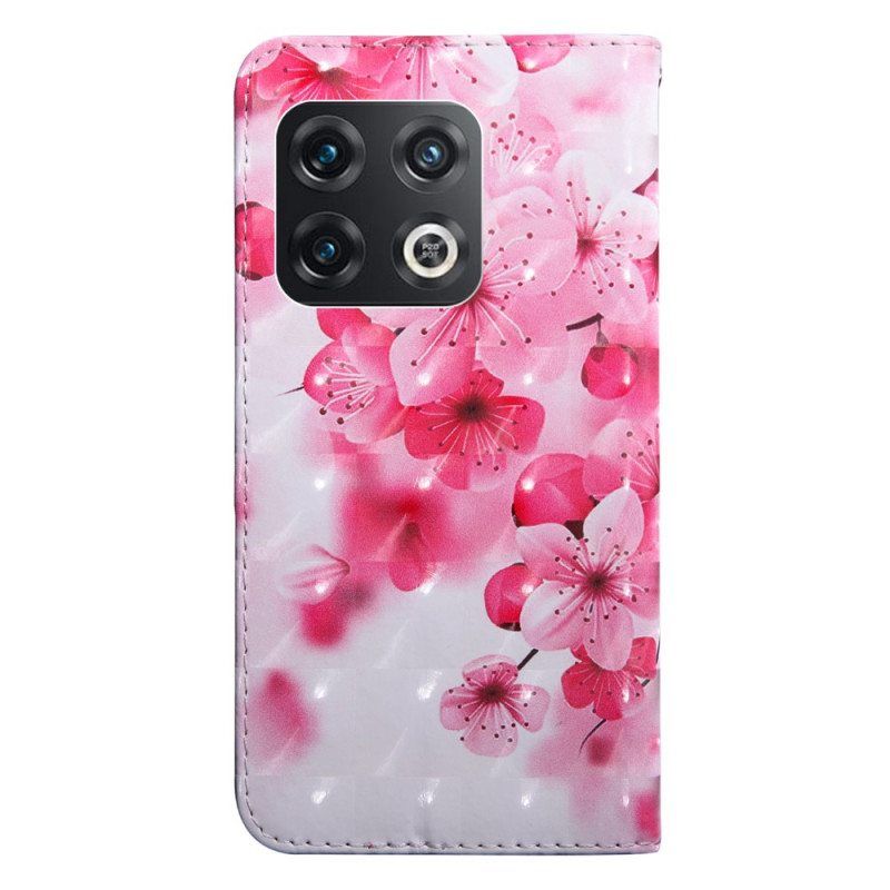 Flip Case OnePlus 10 Pro 5G Kukkainen Hihnalla