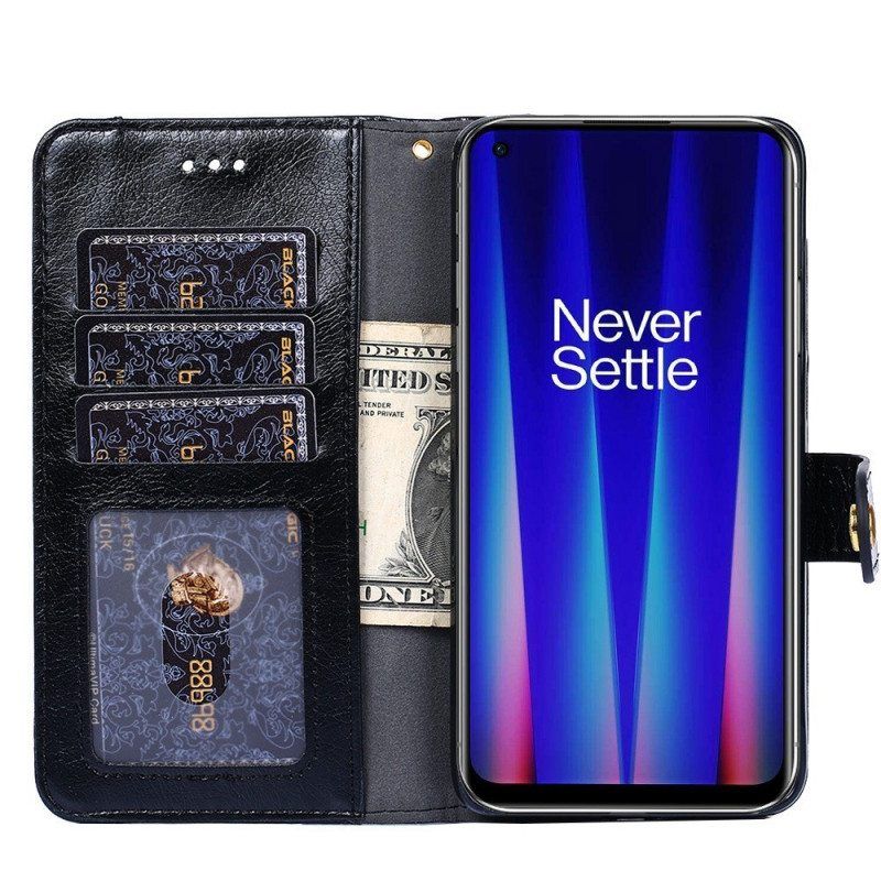 Flip Case OnePlus Nord 2T 5G Edessä Kolikkolaukku Ja Kaulanauha