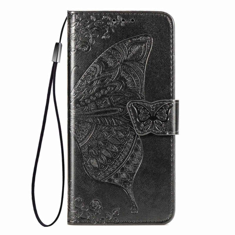 Flip Case OnePlus Nord 2T 5G Suojaketju Kuori Butterfly Lanyard -korttikotelo