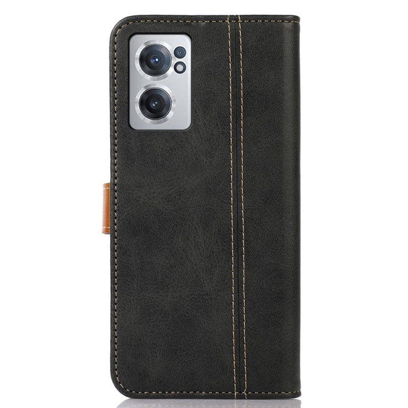 Flip Case OnePlus Nord CE 2 5G Keinonahkaa Napilla