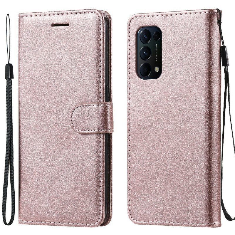 Flip Case Oppo Find X3 Lite Suojaketju Kuori Strappy Leather Effect