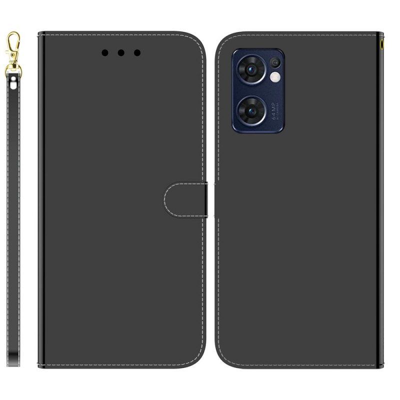 Flip Case Oppo Find X5 Lite Keinonahkainen Peilin Kansi