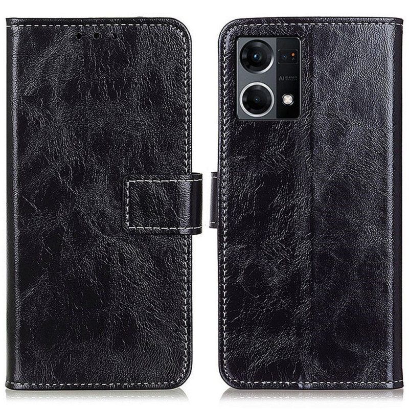 Flip Case Oppo Reno 7 Lakattu Saumoilla