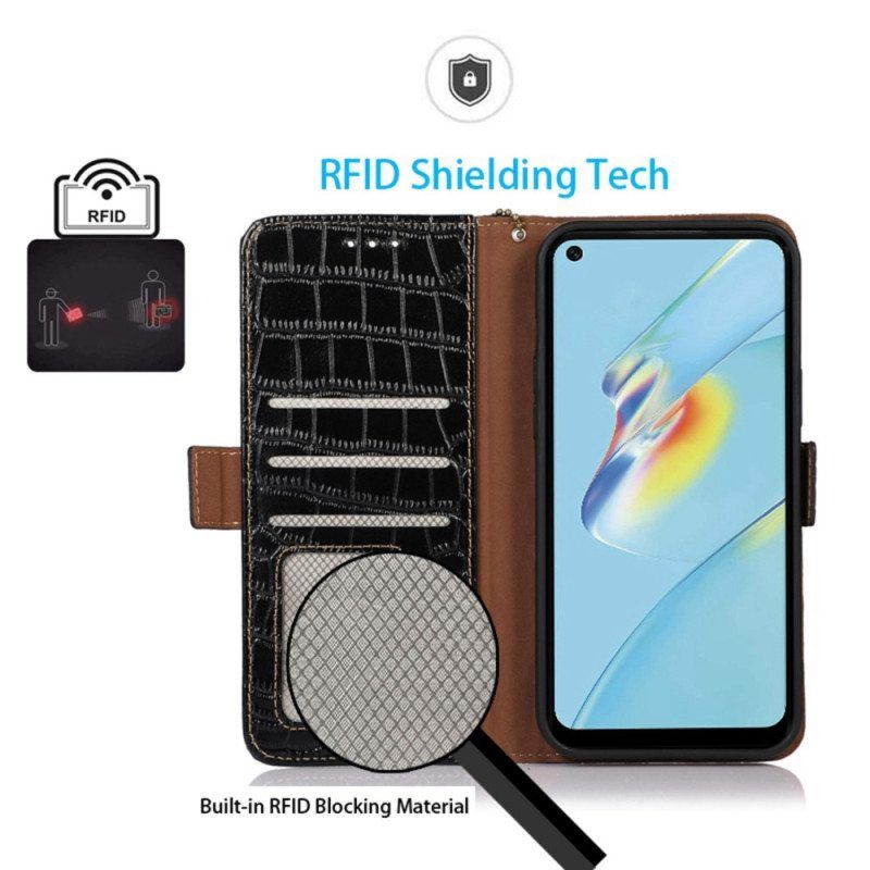 Flip Case Oppo Reno 8 Crocodile Style Rfid