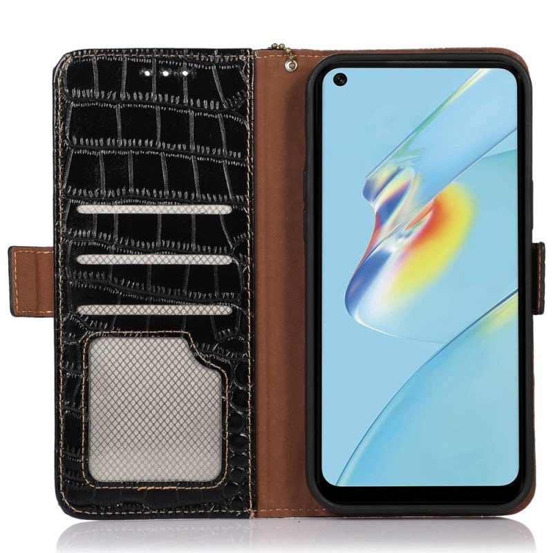 Flip Case Oppo Reno 8 Crocodile Style Rfid