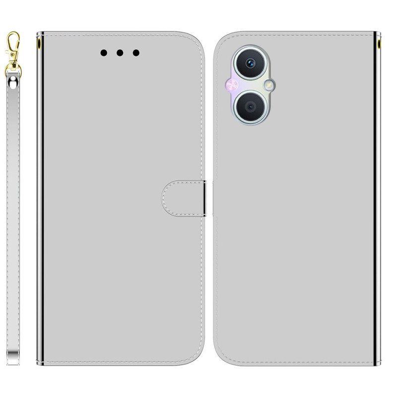 Flip Case Oppo Reno 8 Lite Keinopeilinahka Hihnalla