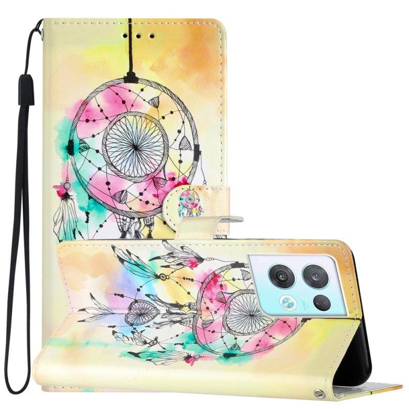 Flip Case Oppo Reno 8 Pro Suojaketju Kuori Hihna Dream Catcher