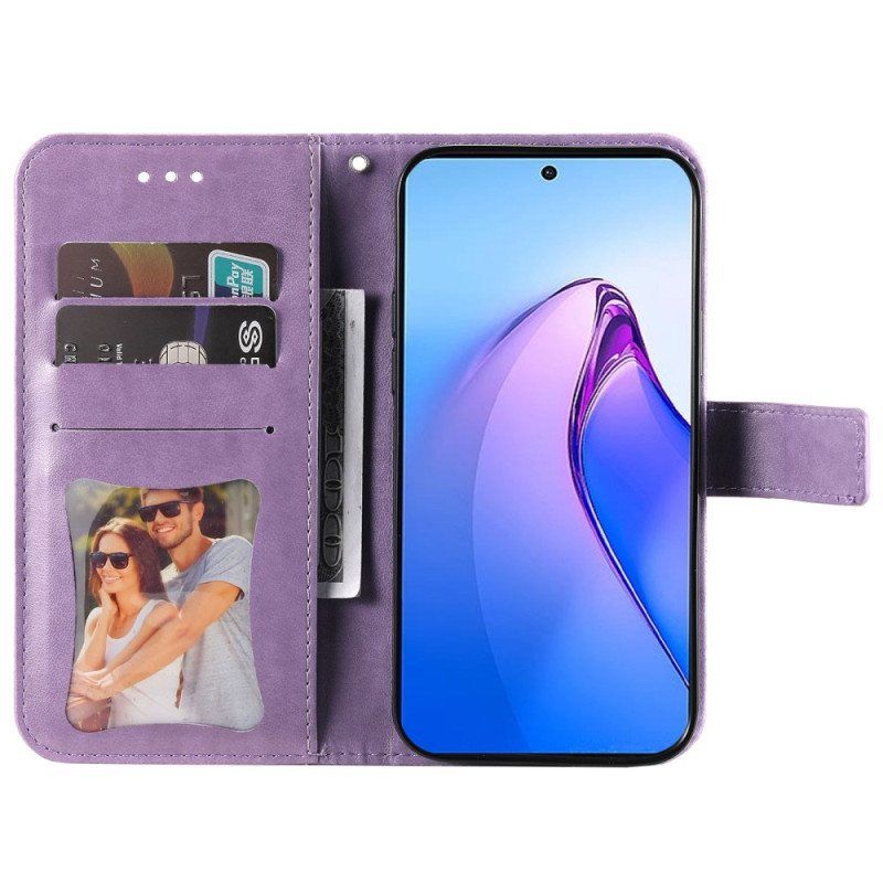 Flip Case Oppo Reno 8 Pro Suojaketju Kuori Strappy Kukka