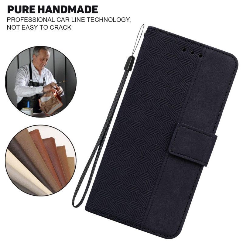 Flip Case Realme C31 Geometrinen Keinonahka Hihnalla