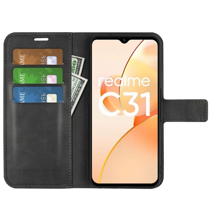 Flip Case Realme C31 Perinteinen Keinonahka