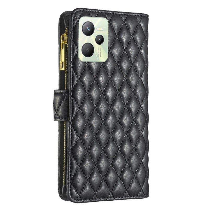 Flip Case Realme C35 Suojaketju Kuori Binfen Color Tikattu Olkahihna