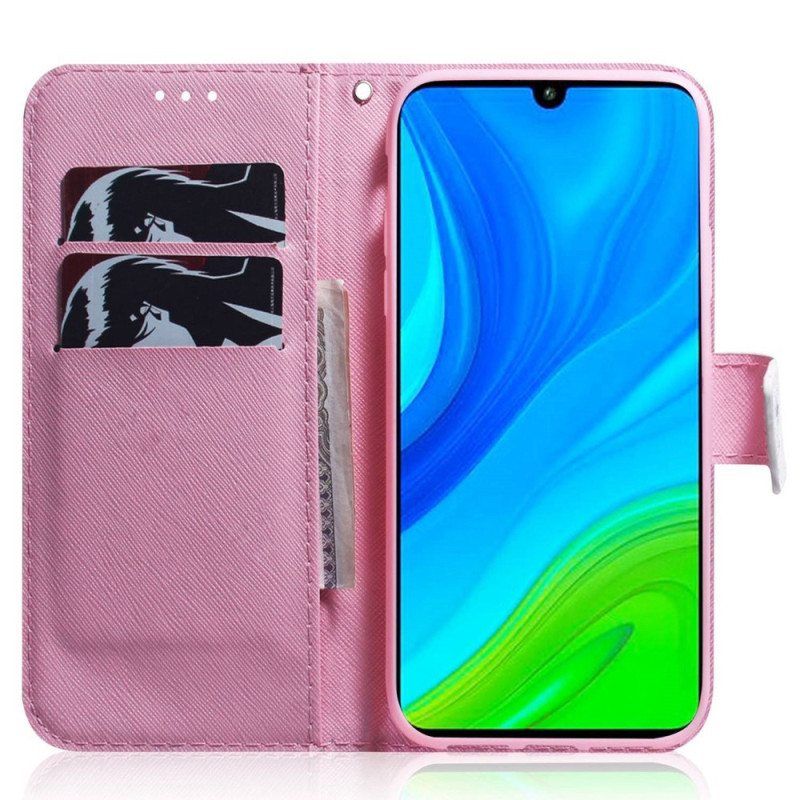 Flip Case Realme C35 Suojaketju Kuori Pikku Panda Hihnalla