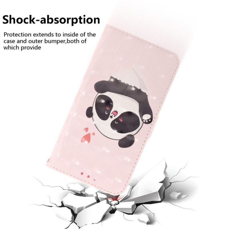 Flip Case Realme C35 Suojaketju Kuori Pikku Panda Hihnalla