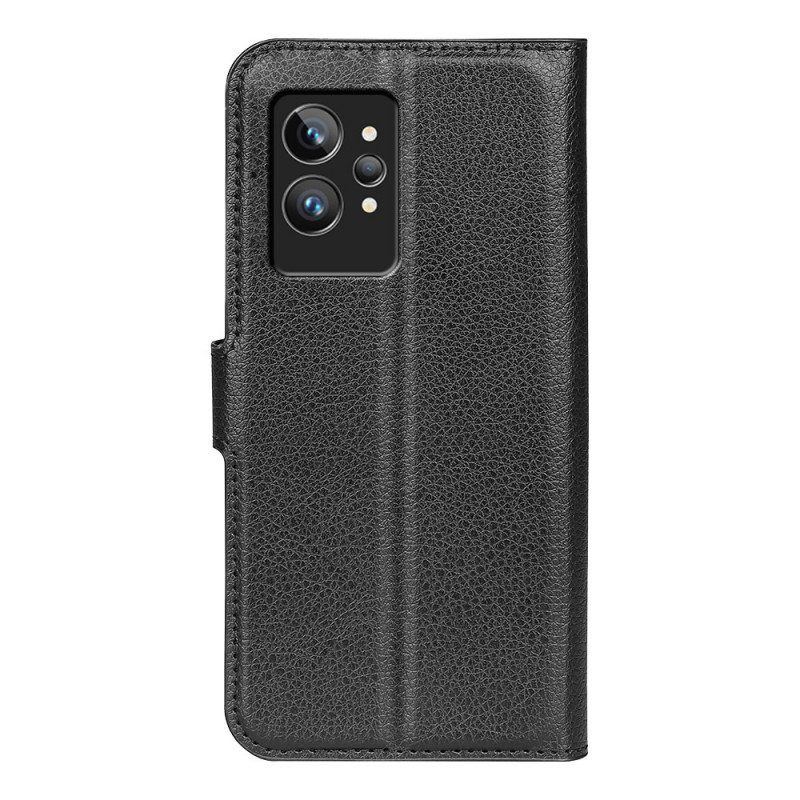 Flip Case Realme GT2 Pro Klassinen Litsi Tekonahka