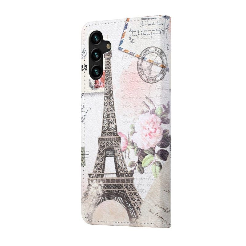 Flip Case Samsung Galaxy A13 5G / A04s Retro Eiffel-torni