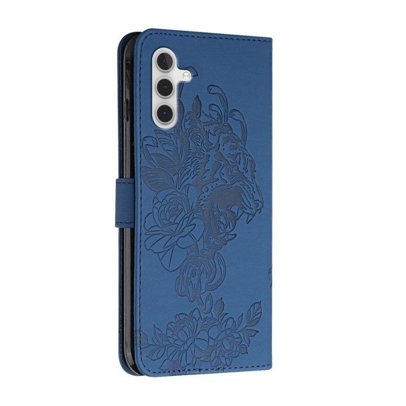 Flip Case Samsung Galaxy A13 5G / A04s Suojaketju Kuori Barokki Ranneke Tiger