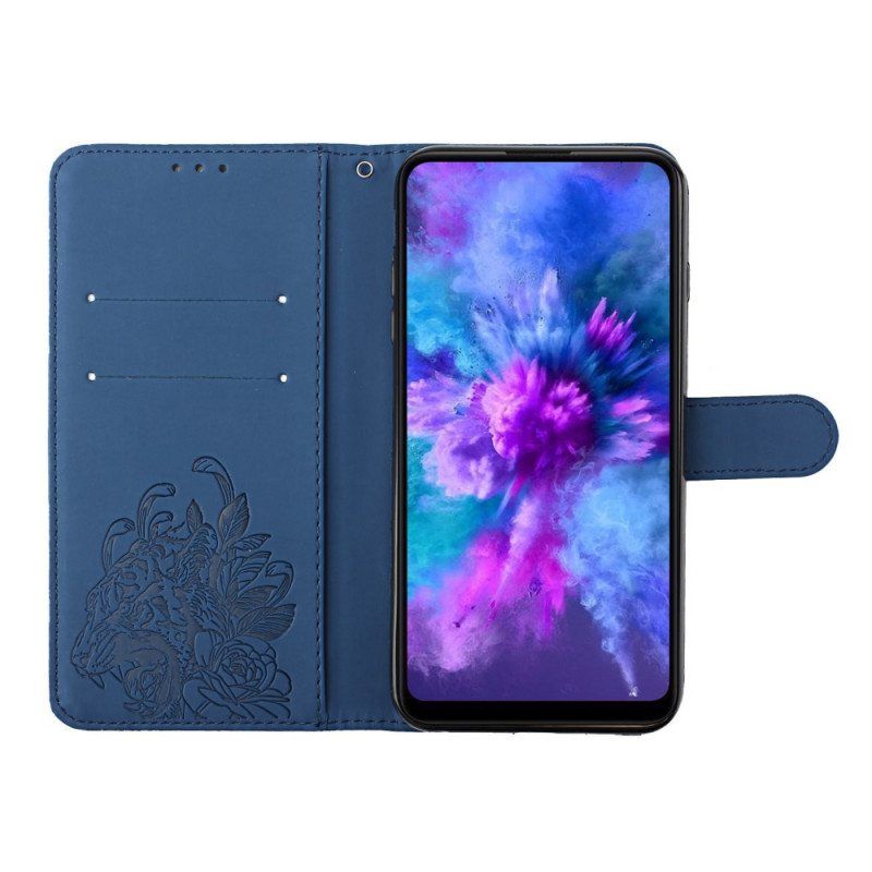 Flip Case Samsung Galaxy A13 5G / A04s Suojaketju Kuori Barokki Ranneke Tiger