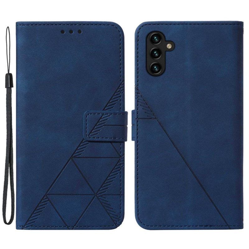 Flip Case Samsung Galaxy A14 / A14 5G Kolmiot Kaulanauhalla