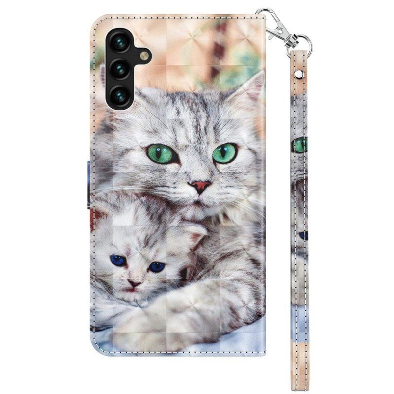 Flip Case Samsung Galaxy A14 / A14 5G Suojaketju Kuori Vain Stringikissat