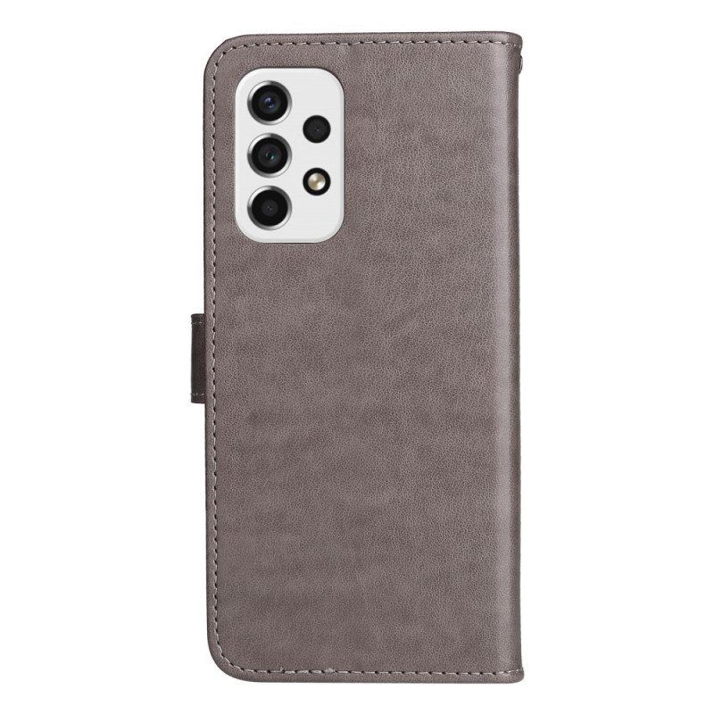 Flip Case Samsung Galaxy A53 5G Suojaketju Kuori Strappy Kissa Ja Mehiläiset