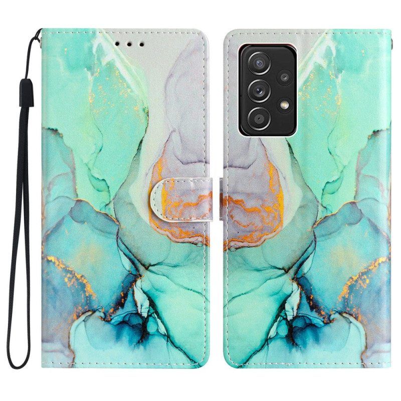 Flip Case Samsung Galaxy A53 5G Suojaketju Kuori Strip Marble