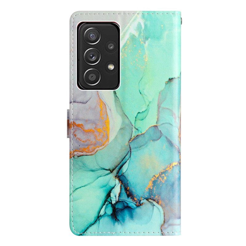 Flip Case Samsung Galaxy A53 5G Suojaketju Kuori Strip Marble