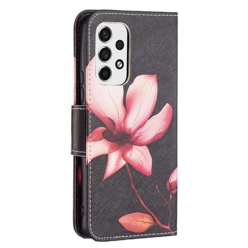 Flip Case Samsung Galaxy A53 5G Vaaleanpunainen Kukka