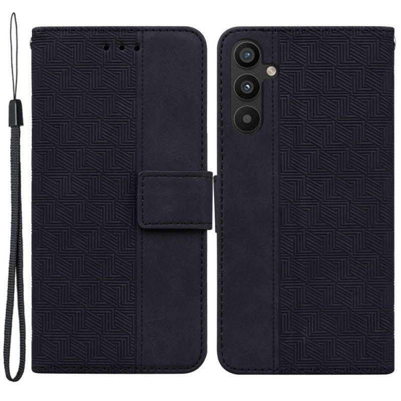 Flip Case Samsung Galaxy A54 5G Huomaamattomat Kuviot Ja Hihna