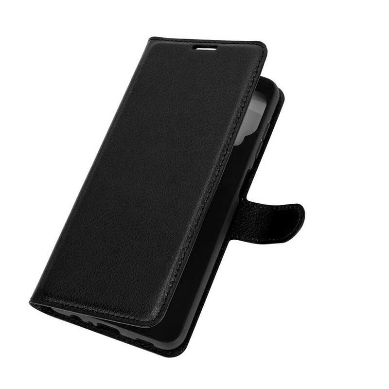 Flip Case Samsung Galaxy M12 / A12 Klassinen Litsi Tekonahka