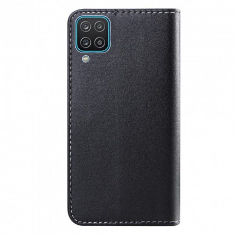 Flip Case Samsung Galaxy M12 / A12 Kolmivärinen Nahkaefekti