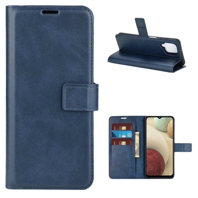 Flip Case Samsung Galaxy M12 / A12 Lasitettu Nahkaefekti