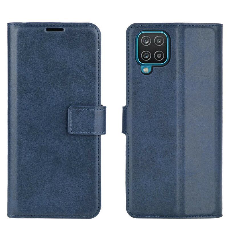 Flip Case Samsung Galaxy M12 / A12 Lasitettu Nahkaefekti