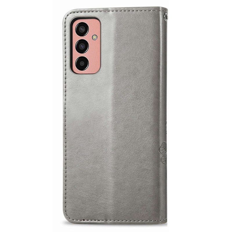 Flip Case Samsung Galaxy M13 Kukkainen Hihnalla