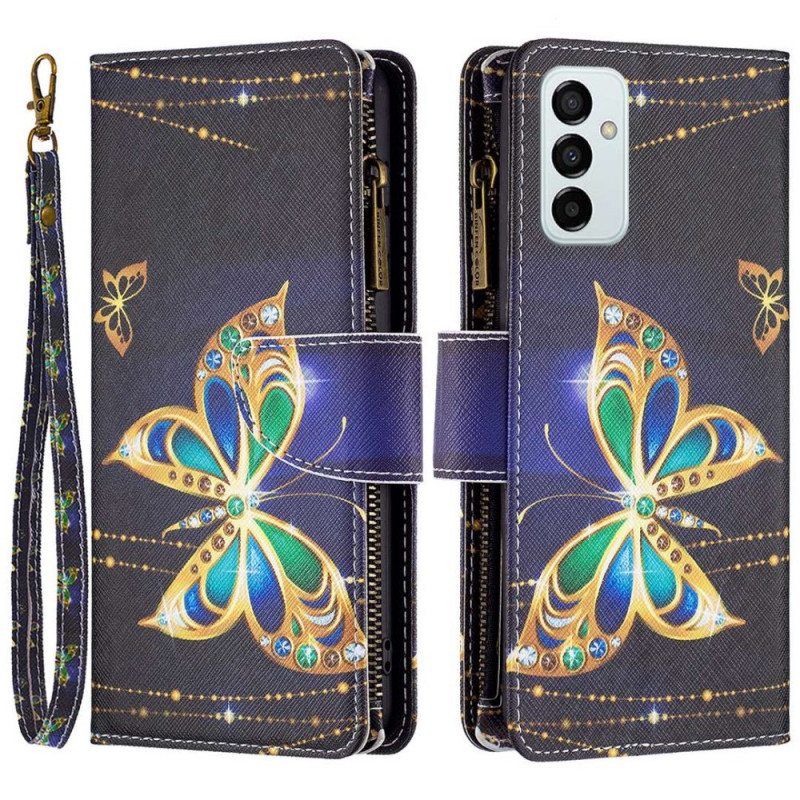 Flip Case Samsung Galaxy M23 5G Butterflies Kolikkolaukku Ja Kaulanauha