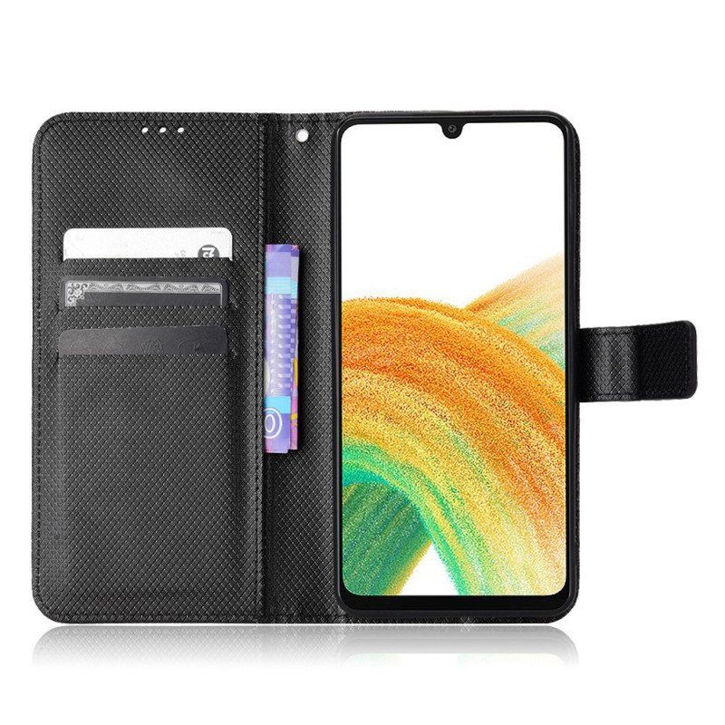 Flip Case Samsung Galaxy M23 5G Teksturoitu Kuvio Hihnalla